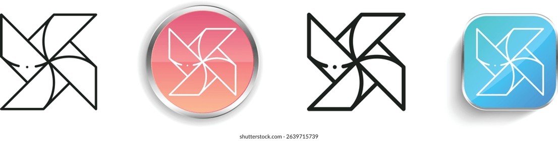 pinwheel icon. Thin Linear, Regular and Button Style Design Isolated On White Background