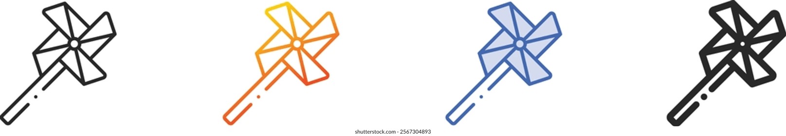 pinwheel icon.Thin Linear, Gradient, Blue Stroke and bold Style Design Isolated On White Background