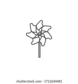 Pinwheel isolated vector line icon for . Childrens toy and garden decoration outline symbol