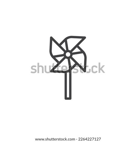 Pinwheel line icon. linear style sign for mobile concept and web design. Toy pinwheel outline vector icon. Symbol, logo illustration. Vector graphics