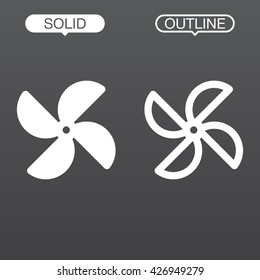 pinwheel line icon, outline and solid vector logo, linear pictogram isolated on black, pixel perfect illustration