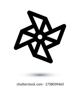 Pinwheel Linie Symbol, Umriss Vektorzeichen, lineares Piktogramm isoliert auf weiß. Symbol, Logo-Abbildung. Bearbeitbarer Strich. Eps10 Vektorgrafik.