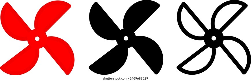 Pinwheel line icons. Replaceable vector design.