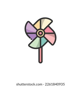 Pinwheel Lineal Color Icon Vector Illustration - Spring Season Icon Concept.