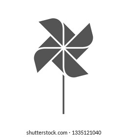 The pinwheel logo flat design vector illustrations. Two variants in black and in colors isolated on a white background. 