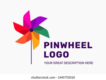 The pinwheel logo flat design vector illustrations. TBright coolored logo. Summer style. 