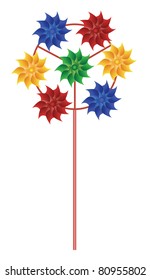 pinwheel with many bright multicolored spirals vector