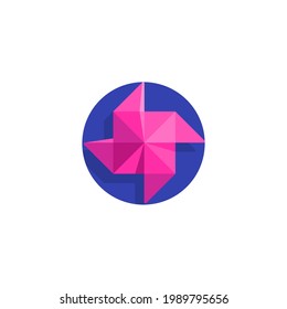 pinwheel Origami Flat Icon Isolated On White Background 