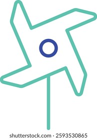 pinwheel outline dual color vector illustration icon design