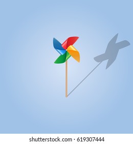 Pinwheel with shadow in realistic style