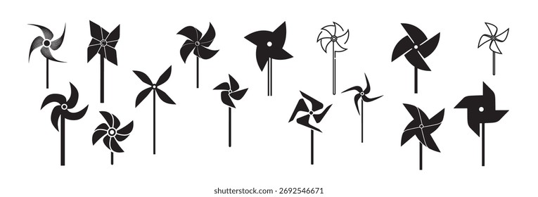 Silueta de molinete Vector de fondo blanco