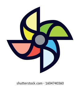 Pinwheel. Simple Vector Color Icon.