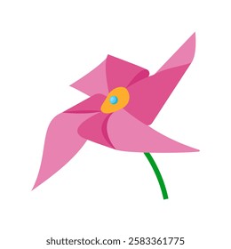 Pinwheel, Summer Flat Vector Illustration. Isolated