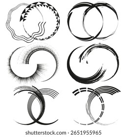 Ícone de giratório de pinwheel. Formas de rotação pétala. Contraste de branco preto. Símbolo de espiral de vetor.