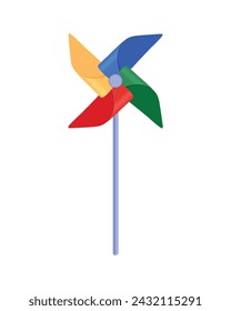 Pinwheel toy rotating in the wind. Children s Pinwheel toy rotating in the wind. Vector illustration of a toy windmill. Origami paper toy.