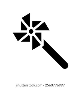 Pinwheel toy silhouette. Concept of childhood, play, and fun.