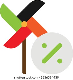 Pinwheel Toy Windmil Icon Vector Flat Illustration