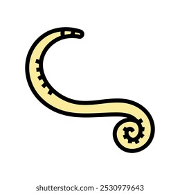 Icono de color del parásito del oxiuro. Vector del parásito del oxiuro. ilustración aislada del símbolo