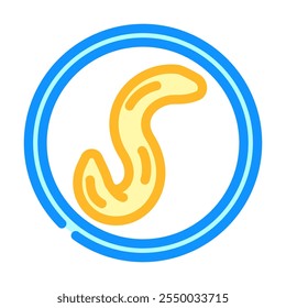 Icono de color del parásito del oxiuro. Vector del parásito del oxiuro. ilustración aislada del símbolo