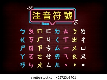 Pinyin symbols for Chinese characters used in Taiwan
text：phonetic symbols