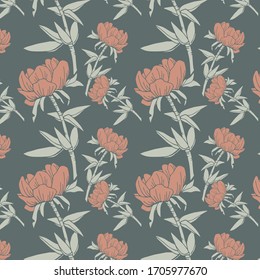 Patrón sin fisuras. Flores suaves sobre un fondo simple. Papel tapiz, textil, tela, envoltura, patrón, impresión.