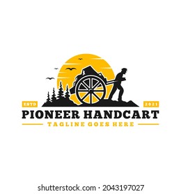 pioneer handcart inspiration illustration logo design