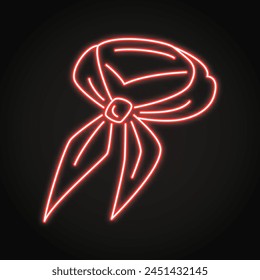 Pioneer rote Krawatte Neon-Symbol. Symbol der sowjetischen Jugendorganisation, roter Schal. Vektorillustration.