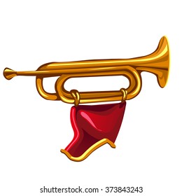 Pioneer trumpet with pennant. Vector.