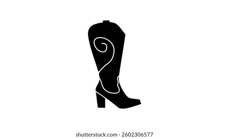 The Pioneer Woman Cowboy Boot, black isolated silhouette