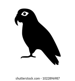 Pionus parrot silhouette icon in flat style. Exotic tropical bird symbol on white background