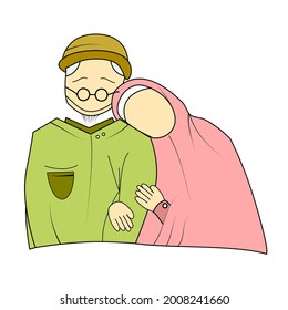 a pious girl who loves her father very much. She looks spoiled to hold her