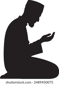 A Pious Man praying silhouette vector art