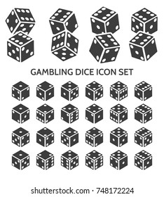 Pip dice icons. Vector gambling casino random devils bones isolated on white background