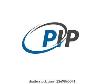 PIP letter creative modern elegant swoosh logo design