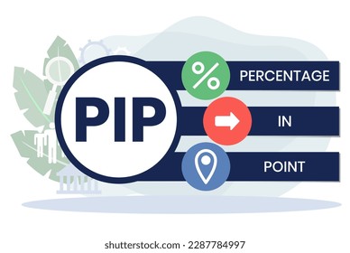 PIP - Percentage In Point acronym. business concept background. vector illustration concept with keywords and icons. lettering illustration with icons for web banner, flyer, landing page