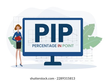 PIP - Percentage In Point acronym. business concept background. vector illustration concept with keywords and icons. lettering illustration with icons for web banner, flyer, landing page