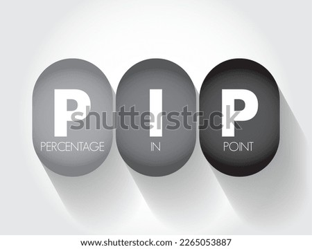 PIP Percentage In Point - a unit of change in an exchange rate of a currency pair, acronym text concept background