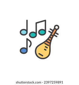 Pipa Chinese musical instrument filled outline icon, line vector sign, linear colorful pictogram isolated on white. Symbol, logo illustration. Vector graphics