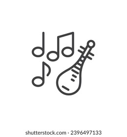 Pipa Chinese musical instrument line icon. linear style design for mobile concept and web design. Chinese music outline vector icon. Symbol, logo illustration. Vector graphics