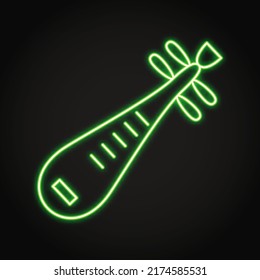 Pipa musical instrument neon icon in line style. Traditional Chinese string music symbol. Vector illustration.