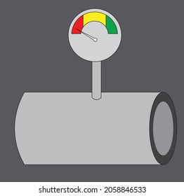 A pipe with an analog gauge (pressure, ,temperature , flow etc)  on it