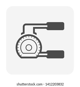 Pipe bender or mandrel bender vector icon. Production equipment tool or machines for plumber, technician to bend copper, metal, steel pipe and tube for curve of heat coil in refrigeration, plumbing.