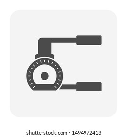 Pipe bender or mandrel bender vector icon. Production equipment tool or machines for plumber, technician to bend copper, metal, steel pipe and tube for curve of heat coil in refrigeration, plumbing.