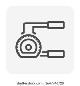 Pipe bender or mandrel bender vector icon. Production equipment tool or machines for plumber, technician to bend copper, metal, steel pipe and tube for curve of heat coil in refrigeration, plumbing.