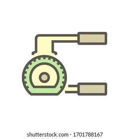 Pipe bender or mandrel bender vector icon. Production equipment tool or machines for plumber, technician to bend copper, metal, steel pipe and tube for curve of heat coil in refrigeration, plumbing.