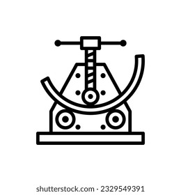 Pipe bender vector icon. Machine for bending pipes at an angle mechanically.