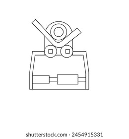 A pipe bending machine with bent pipe - Manufacturing illustration, production icon, engineering vector