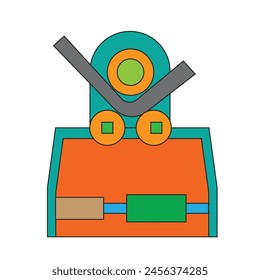 A pipe bending machine with bent pipe - Manufacturing illustration, production icon, engineering vector