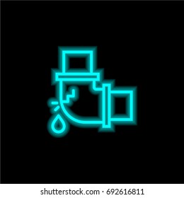 Pipe blue glowing neon ui ux icon. Glowing sign logo vector