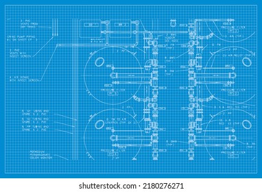 Pipe Blueprint Background Simple Vektor Flat Design